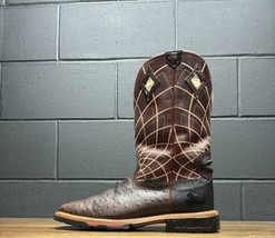 Justin Brown Ostrich Leather Square Toe Western Work Boots Men’s Sz 11.5 EE - £47.81 GBP
