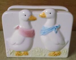 Country Kitchen Decor Napkin Holder Kitchenware Girl Boy Pink Blue Ducks  - $4.94