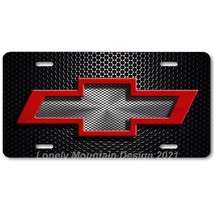 Chevy Bowtie Inspired Art Red/Gray on Mesh FLAT Aluminum Novelty License Plate - £14.38 GBP