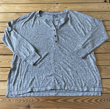 old navy NWT $26.99 Oversized Women’s half button top Size L Grey R2 - £9.91 GBP