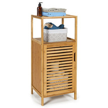 Bamboo Bathroom Storage Floor Cabinet with Door and Shelf Corner Cabinet - Colo - £87.59 GBP