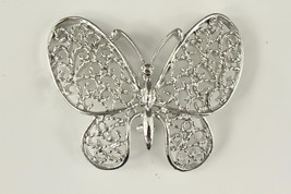 Vintage Signed Gerrys Costume Jewelry Silver Tone Figural Brooch Butterfly Pin - £11.01 GBP