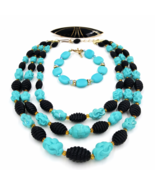 Western Germany Necklace Vintage Jewelry Lot with Bracelet and Art Deco Pin - $49.00