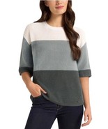 Matty M Womens Sweater Teal Multicolor Colorblock Crewneck Elbow Length ... - $751.73 MXN
