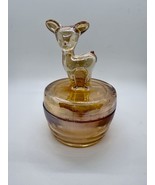 ✨Jeannette Glass Amber Deer Powder Jar – Vintage Vanity Trinket Box – De... - $463.39 MXN