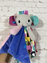 Taggies Elephant Lovey Security Blanket Baby Plush Toy Bright Starts 14” - £14.23 GBP
