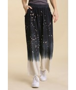 Umgee Full Size Raw Hem Linen Blend Bleach Dip Dye Wide Leg Pants Plus Size - $40.06+