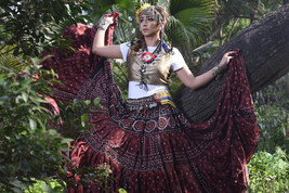25Yard Tribal BellyDance ATS Deep Rich Burgundy Gypsy Durga Skirt~ - £78.09 GBP