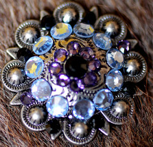 4 Conchos Rhinestone Horse Saddle Western Rodeo Bridle Berry Blue CO16 - $21.77