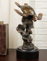 Ebros Nautical Marine Giant Sea Turtle Exploring Underwater Coral Reef Statue - £60.89 GBP