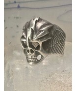 Skull ring lightening bolt biker band size 9.75 sterling silver women men - $3,137.17 MXN