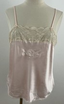 Vintage Christian Dior Women&#39;s L Cami Camisole Satiny Pink Lace Trim Mon... - £50.70 GBP