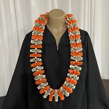 Graduation Money Lei 25 Crisp New Bills Folded Orange Card stock W/white... - £70.48 GBP