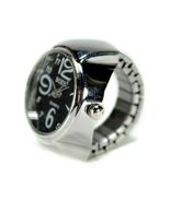 WATCH RING Finger Stretch Band Chrome Time Jewelry NEW Large Number Blac... - $6.95