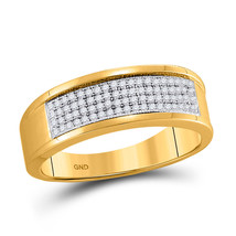10k Yellow Gold Mens Round Diamond Band Wedding Anniversary Ring 1/4 Ctw - £421.78 GBP