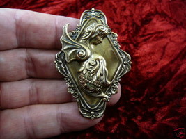 (b-ang-20) Lady Angel cherub creature flowers brass pin pendant I love angels - £15.68 GBP