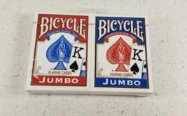 Bicycle JUMBO Playing Cards Poker Standard Size Jumbo Index 2 Decks Red/Blue USA - £13.31 GBP