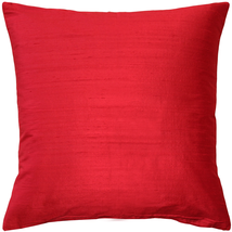 Sankara Red Silk Throw Pillow 18x18, Complete with Pillow Insert - £37.12 GBP