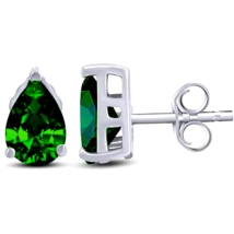 1.25 ct. Emerald Pear Shape Basket Stud Earrings Solid Sterling Silver - £31.95 GBP