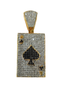 14K Yellow Gold Plated Brilliant Simulated Diamond Iced Ace Spade Pendant Charm - $128.86