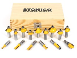 Yonico Router Bits Set 15 Bit 1/2-Inch Shank 17150 Professional Carbide ... - £51.34 GBP