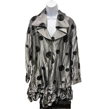 Avant Garde UBU Metallic Polka Dot Ruffle Coat Reversible Statement Jack... - $43.69