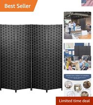 Wall Divider Wood Screen 4 Panels Wood Mesh Hand-Woven Design Room Scree... - $136.57