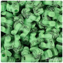 BeadTin Lime Antique 22mm Lion Pony Beads (24pcs) - $2.29