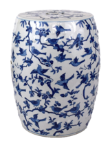 Blue and White Porcelain Garden Stool Floral Bird - £225.92 GBP