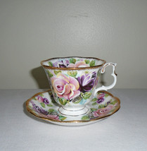 Royal Albert Summer Bounty Series Amethyst Footed Tea Cup and Saucer - £131.17 GBP