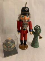 Group of 3 Vintage Christmas Decorations, Ornament, Nutcracker, Angel Candle ... - £38.82 GBP