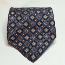 Christian Dior Men Dress Tie 59&quot; long 3.75&quot; wide Made in USA Navy Blue Yellow Re - £31.12 GBP