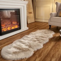 Arbosofe Area Rug Faux Fur Sheepskin Beige For Home Bedroom, Fluffy Small Fuzzy - $43.99