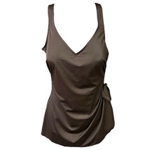 Roxanne Classics Swimsuit 1PC Brown V-Neck Sarong Full Coverage NEW Plus Size 24 - £43.97 GBP