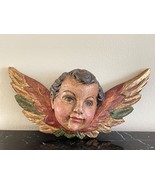 Carved Wood Polychrome Putti Cherub Angel Head - £193.91 GBP
