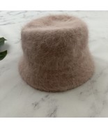 Vintage Unbranded Y2k Fuzzy Bucket Hat One Size Pink Angora Blend Knit P... - $33.83 CAD