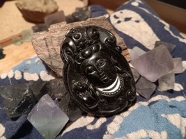 Carved Obsidian Buddha Black 3&quot; Large Genuine Obsidian Hand Crafted Drilled - £10.91 GBP
