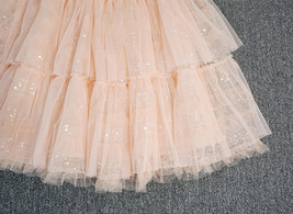 Blush Sparkly Layered Tulle Skirt Outfit Women Plus Size Party Tulle Midi Skirt image 6