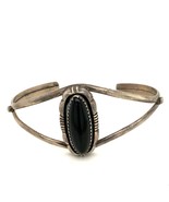 Vintage Signed Sterling L. Larry Yazzie Navajo Black Onyx Cuff Bracelet ... - $94.05