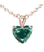 Diamond Solitaire Pendant Fancy Blue Heart Natural Treated 14K Rose Gold... - £980.30 GBP