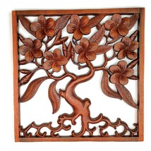 Hand Carved Wooden Wall Art Sculpture Decoration Panel - Tree of Hope Life 40cm - £120.56 GBP