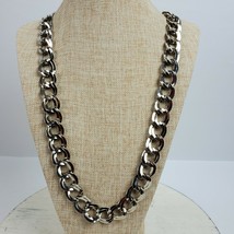 Estate STATEMENT Necklace Silver Metal Linked Up To 30&quot; Adjustable - £14.92 GBP