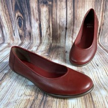 Clarks Cushion Soft Womens Size 8.5 Red Leather Ballet Flats Loafers Shoes - £26.57 GBP