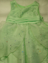 Youngland Fancy Dress Girls 12 Months Layered Green Bow Sequins Tulle w/... - $11.13