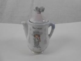 Vintage Precious Moments 1995 Teapot Shape Spice Jar Enesco BAY LEAVES 4&quot; - £6.04 GBP