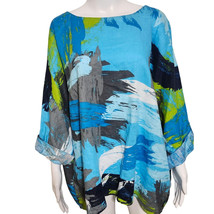 New Ali Miles Tunic 3X Abstract Print Woven Crew Neck 3/4 Sleeve Hi Low Hem  - £29.36 GBP