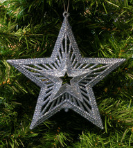 Steel Blue Glittered Star Shatterproof Christmas Tree Ornament - $8.88