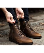 Handmade Men&#39;s Genuine Leather Patina Shaded Ankle Boots - $159.99+