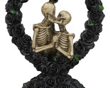 Love Never Dies Black Bridal Roses Heart Wreath Skeleton Couple Kissing ... - $19.99
