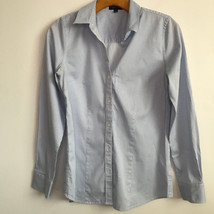 The Limited Poplin Shirt S Blue Stripe Collared  Long Sleeve Button Down Office  - £12.49 GBP